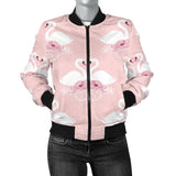 White Swan And Flower Love Pattern Women'S Bomber Jacket