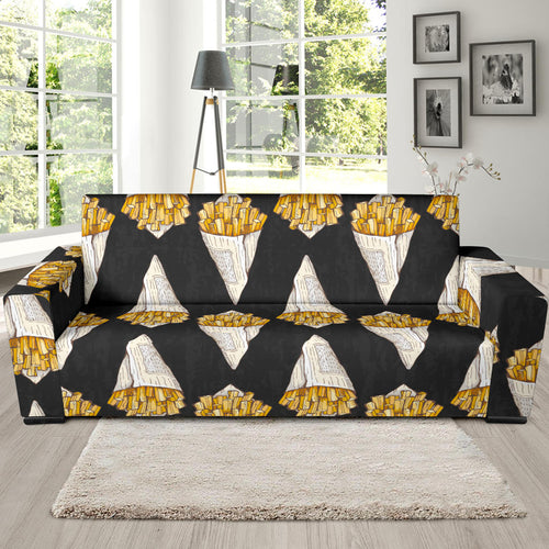 French Fries Dark Background Sofa Slipcover