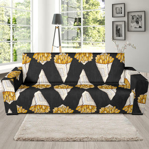 French Fries Dark Background Sofa Slipcover