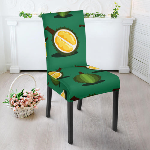 Durian Pattern Green Background Dining Chair Slipcover