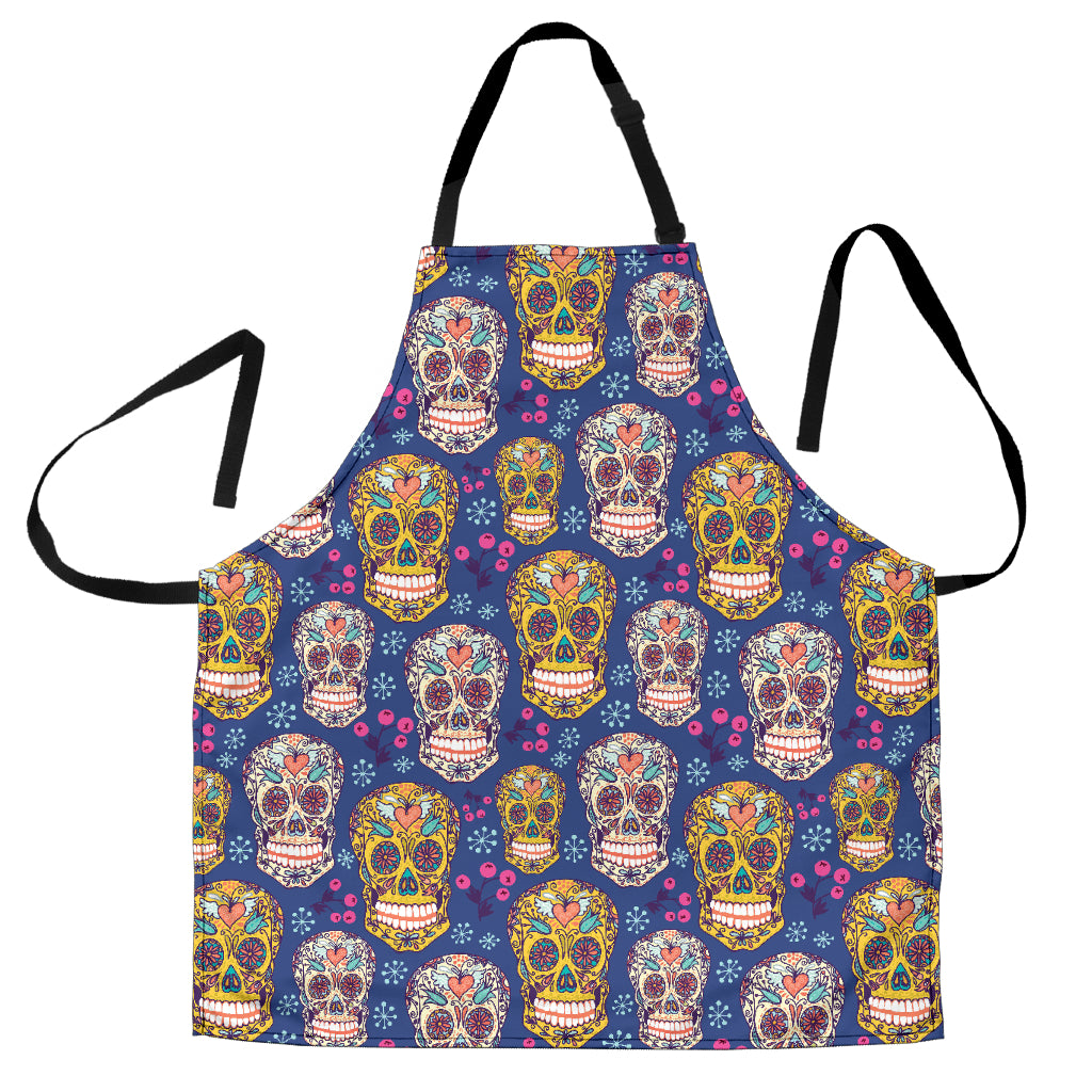 Sugar Skull Flower Pattern Adjustable Apron