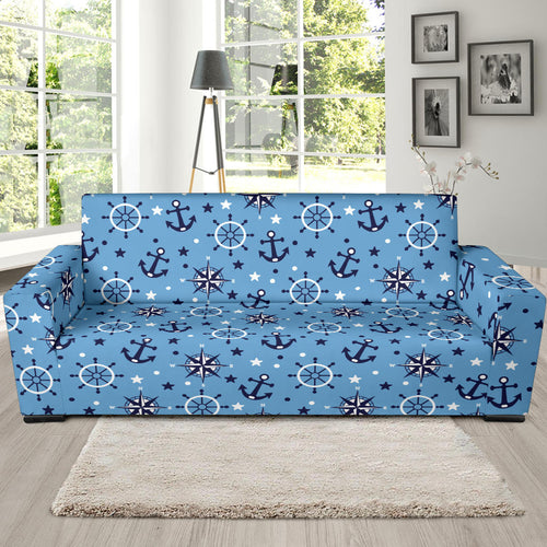 Anchors Rudder Compass Star Nautical Pattern Sofa Slipcover