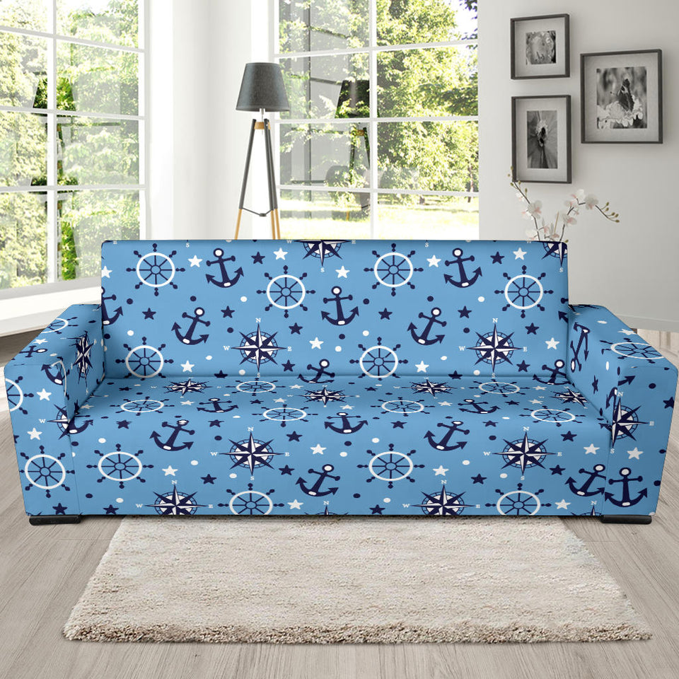 Anchors Rudder Compass Star Nautical Pattern Sofa Slipcover