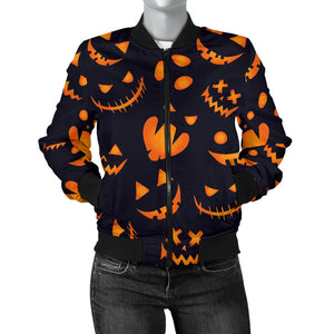 Halloween Pattern Pumpkin Background Women'S Bomber Jacket