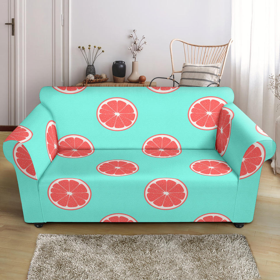 Grapefruit Green Background Loveseat Couch Slipcover