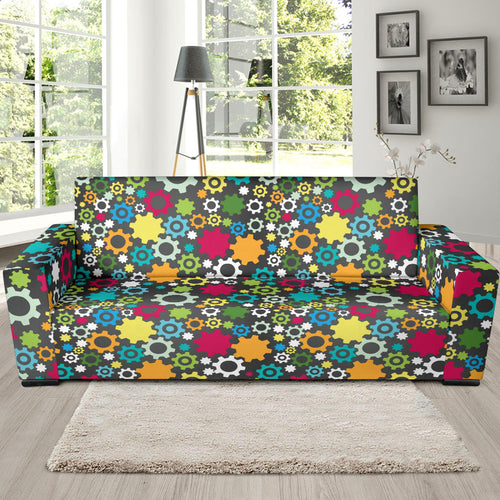 Gear Pattern Print Design 03 Sofa Slipcover