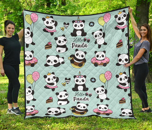 Cute Baby Panda Pattern Premium Quilt