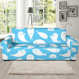 Cute White Sea Lion Seals Pattern Sofa Slipcover