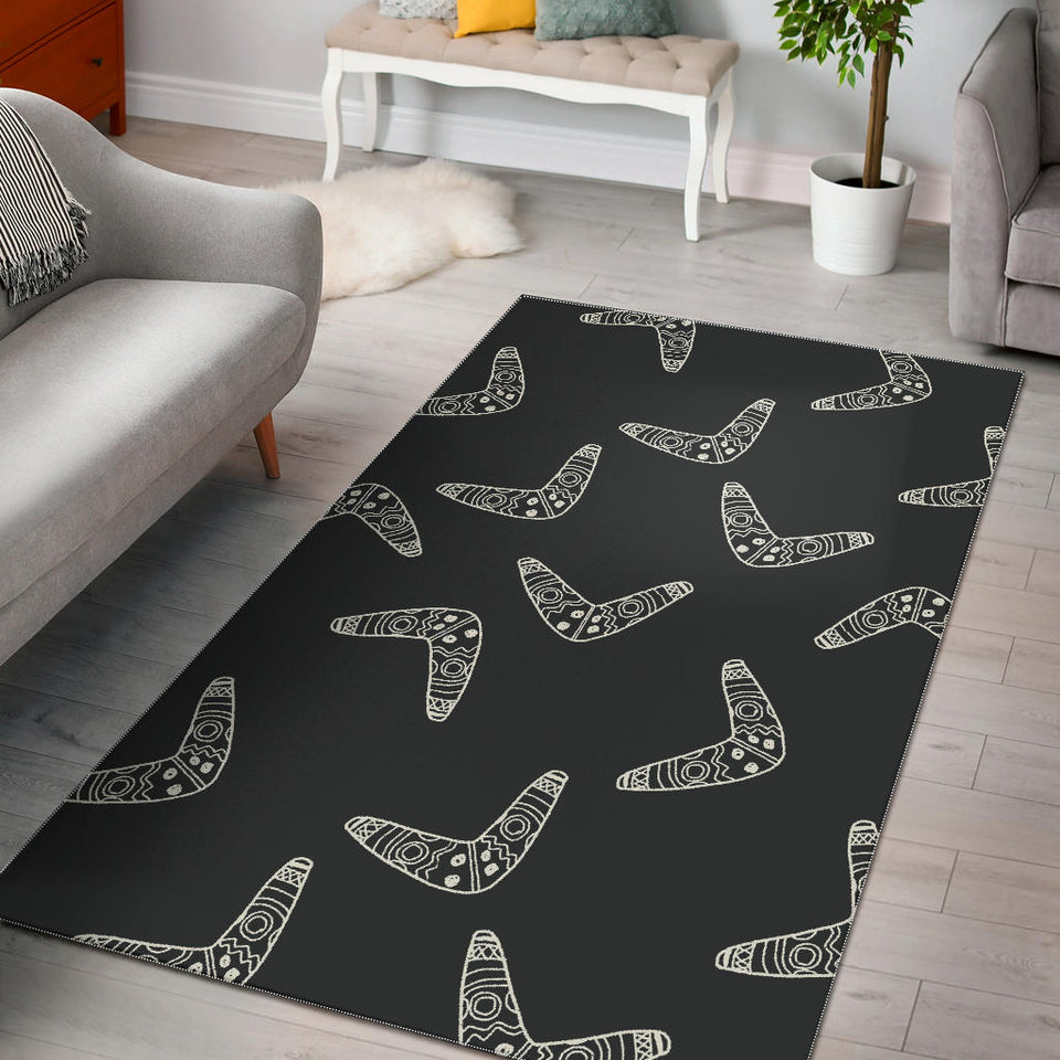 Hand Drawn Boomerang Australian Aboriginal Ornament Area Rug