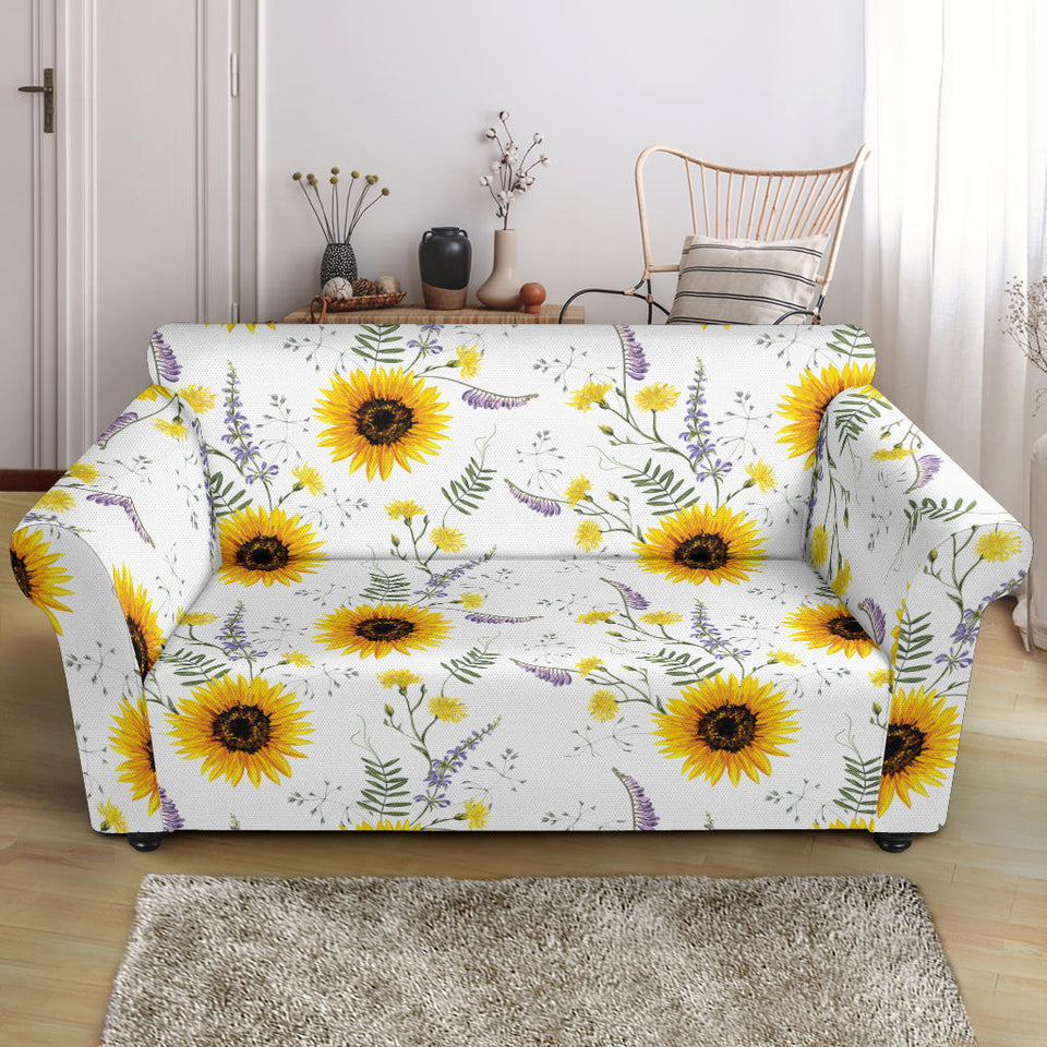 Beautiful Sunflowers Pattern Loveseat Couch Slipcover