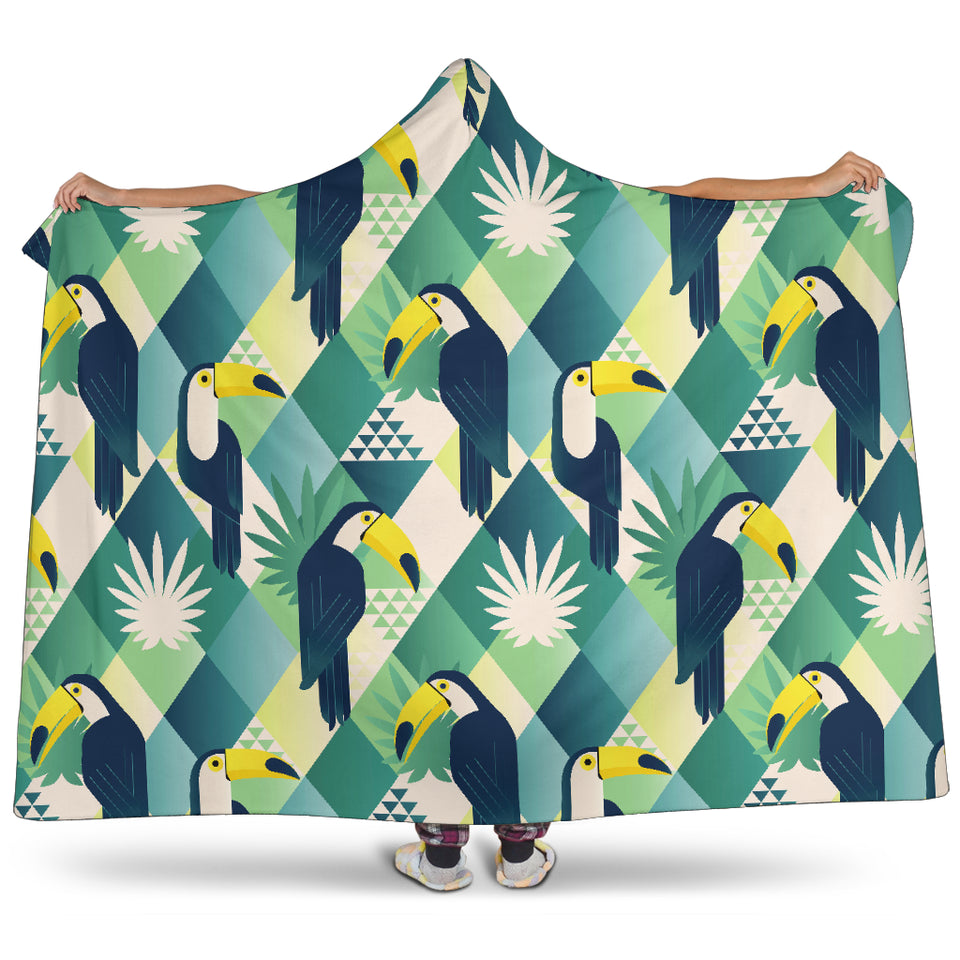 Toucan Tropical Leaves Design Pattern Hooded Blanket