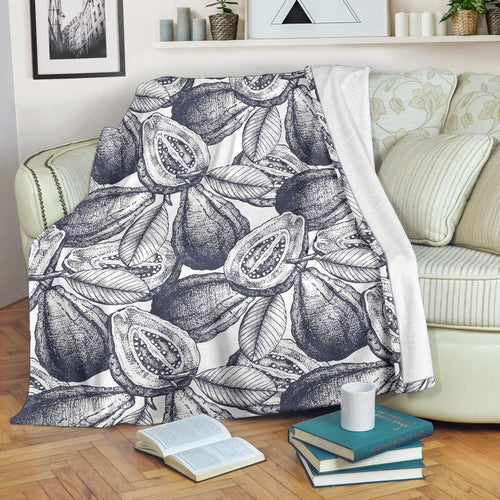 Guava Tropical Hand Drawn Pattern Premium Blanket