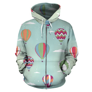 Hot Air Balloon Design Pattern Zip Up Hoodie