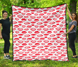 Lips Pattern Print Design 05 Premium Quilt