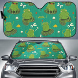 Cute Frog Dragonfly Design Pattern Car Sun Shade