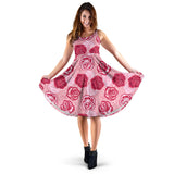 Rose Pattern Print Design 02 Sleeveless Midi Dress