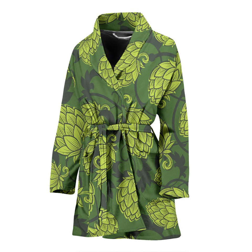 Hop Pattern Hop Cone Background Women'S Bathrobe