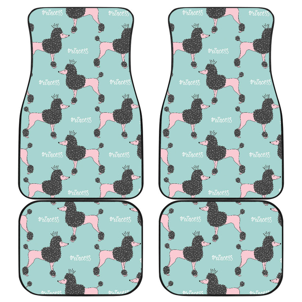 Poodle Dog Green Background Front And Back Car Mats