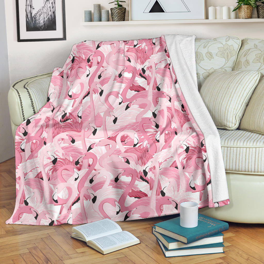 Pink Flamingos Pattern Background Premium Blanket