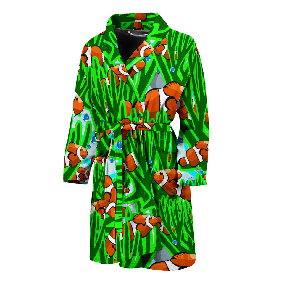 Clown Fish Pattern Print Design 01 Men's Bathrobe