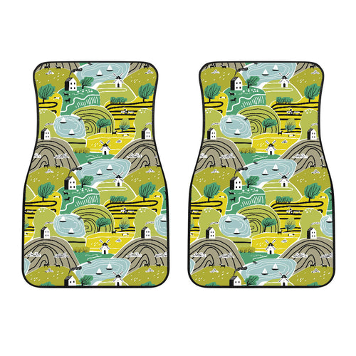 Hand Drawn Windmill Pattern Front Car Mats