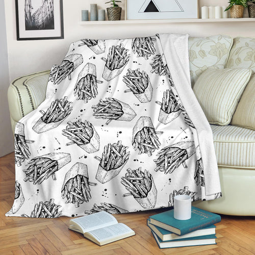 Hand Drawn French Fries Pattern Premium Blanket