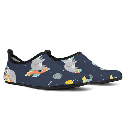 Cute Sloth Astronaut Star Planet Rocket Pattern Aqua Shoes