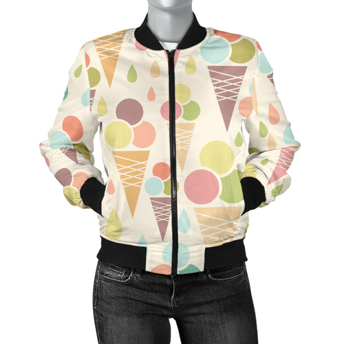 Ice Cream Cone Pattern Women'S Bomber Jacket