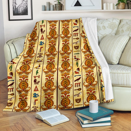 Egypt Hieroglyphics Pattern Print Design 04 Premium Blanket