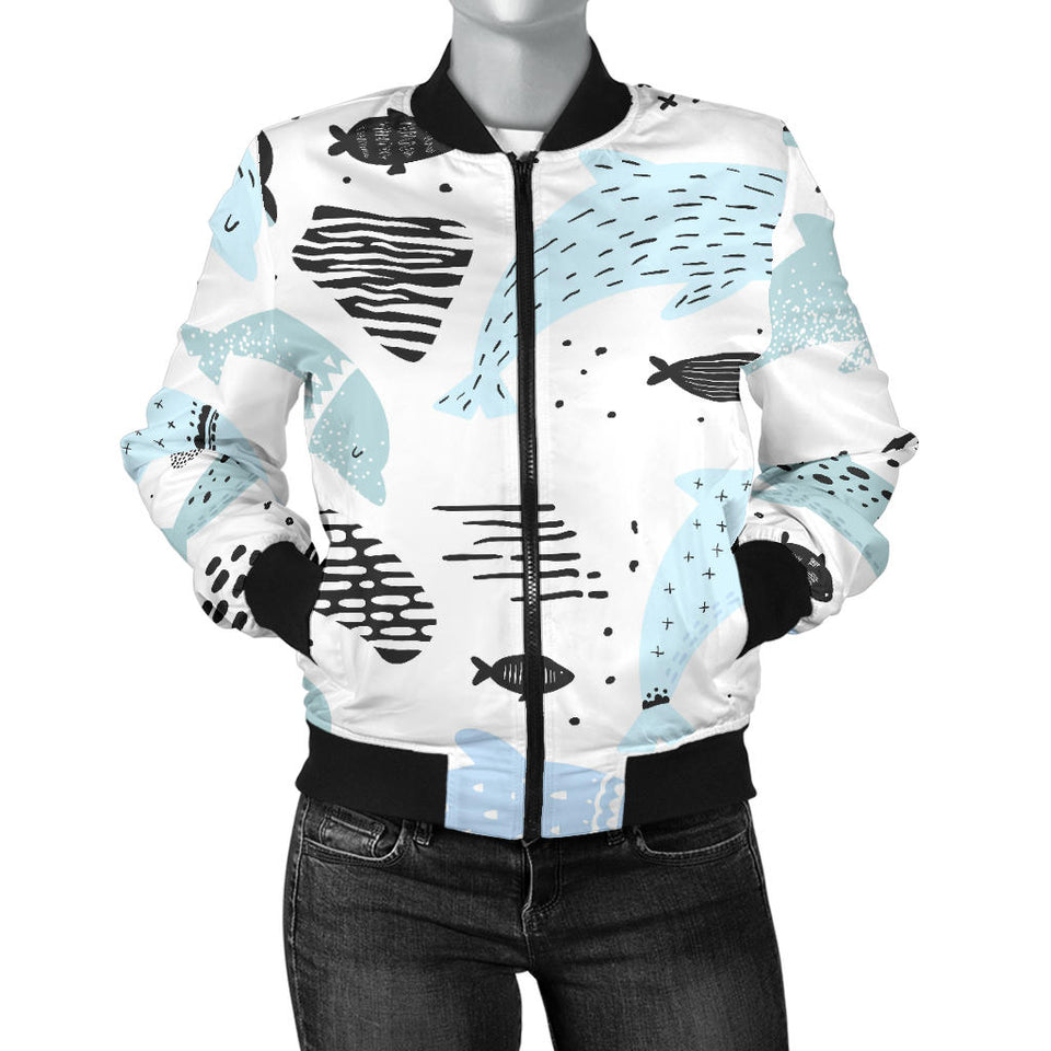 Cute Dolphins Childish Style Pattern Women'S Bomber Jacket