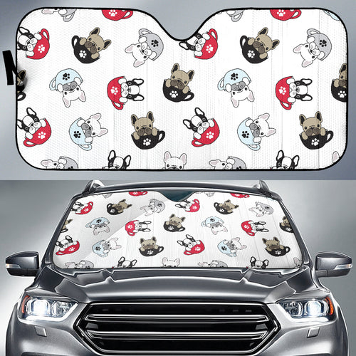 French Bulldog Cup Paw Pattern Car Sun Shade