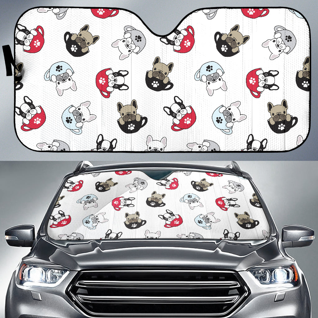 French Bulldog Cup Paw Pattern Car Sun Shade