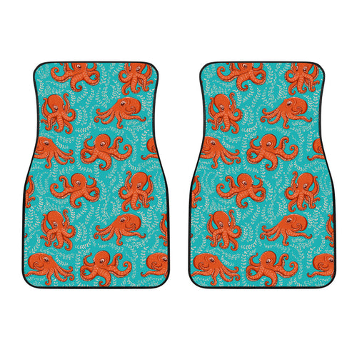 Octopus Turquoise Background Front Car Mats