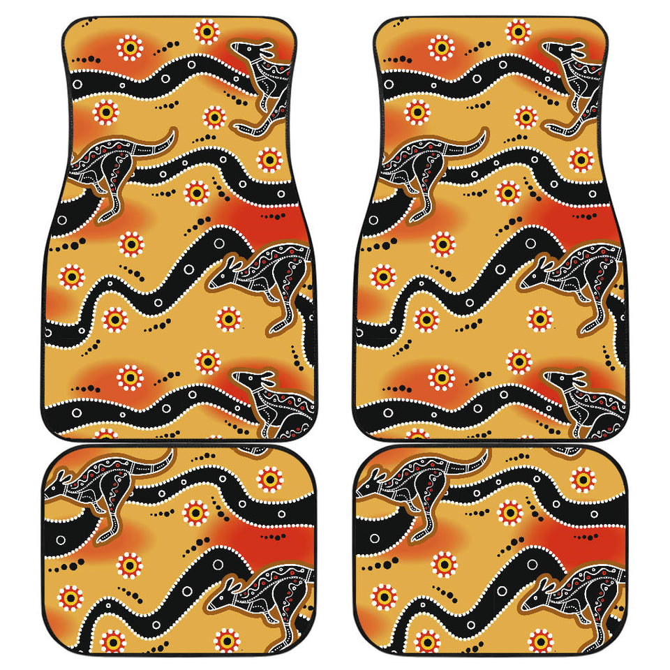 Kangaroo Australian Aboriginal Art Pattern Front And Back Car Mats