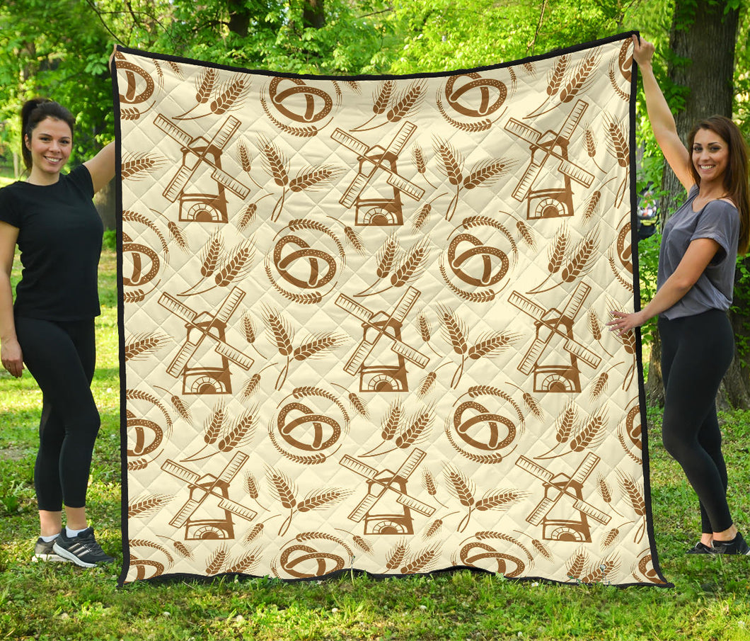Windmill Wheat Pattern Premium Quilt