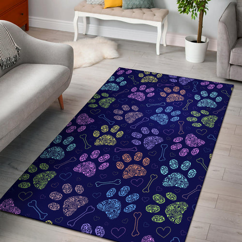 Dog Paws Pattern Print Design 02 Area Rug