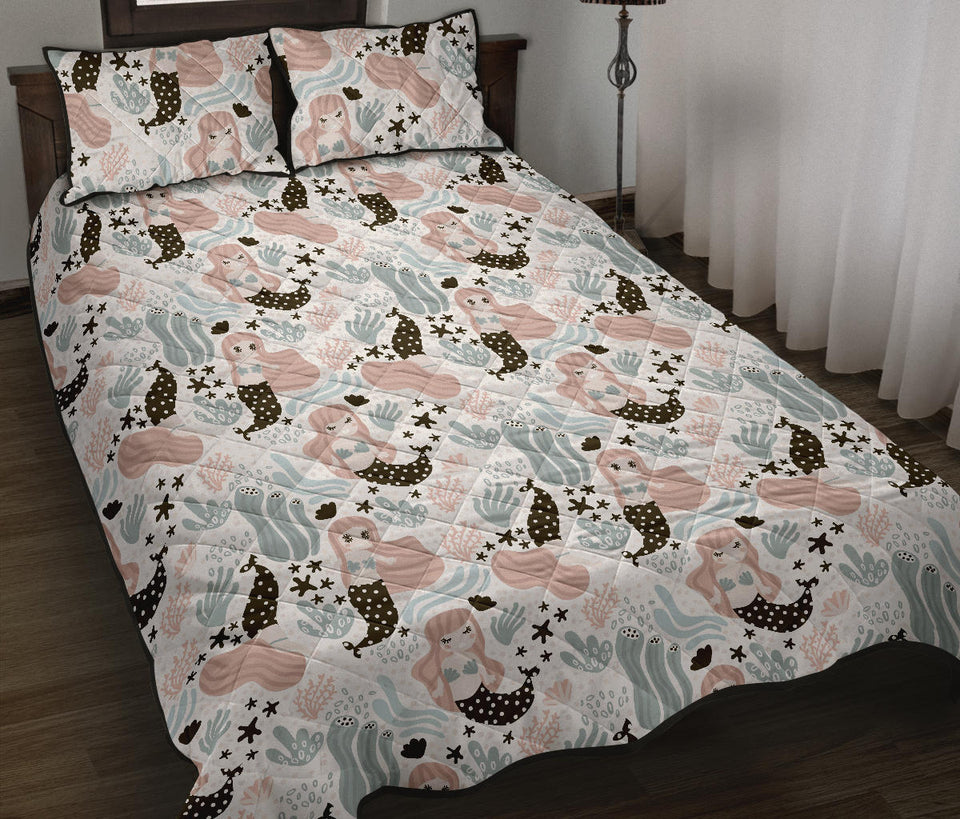 cute mermaid pattern Quilt Bed Set