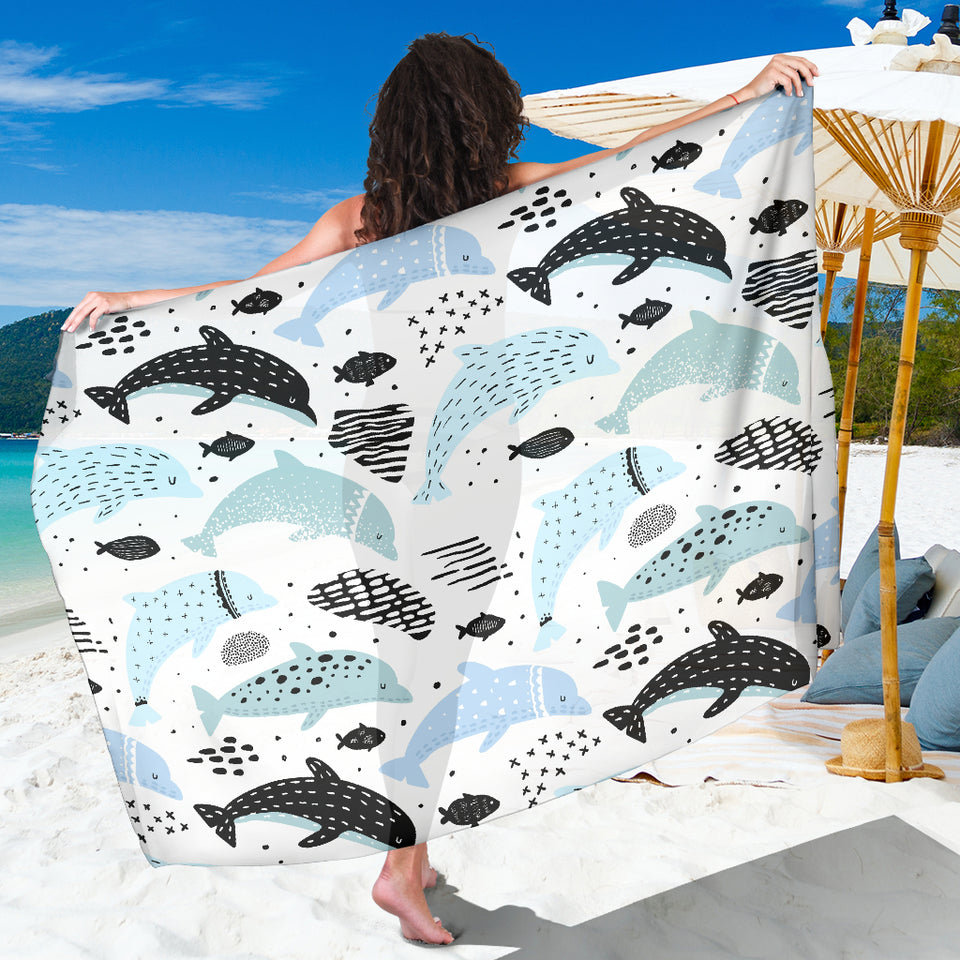 Cute Dolphins Childish Style Pattern Sarong
