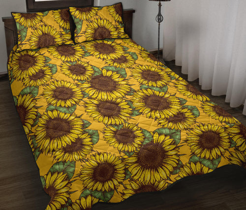 Sunflower pattern Quilt Bed Set