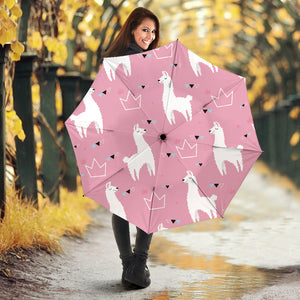 Llama Alpaca Pink Background Umbrella