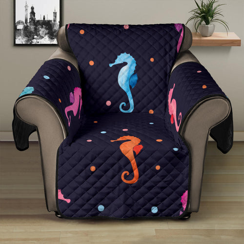 Watercolor colorful seahorse pattern Recliner Cover Protector
