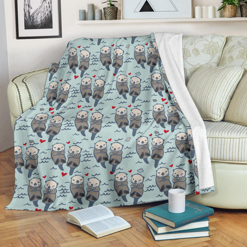 Lovely Sea Otter Pattern Premium Blanket