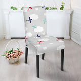 Airplane Cloud Grey Background Dining Chair Slipcover