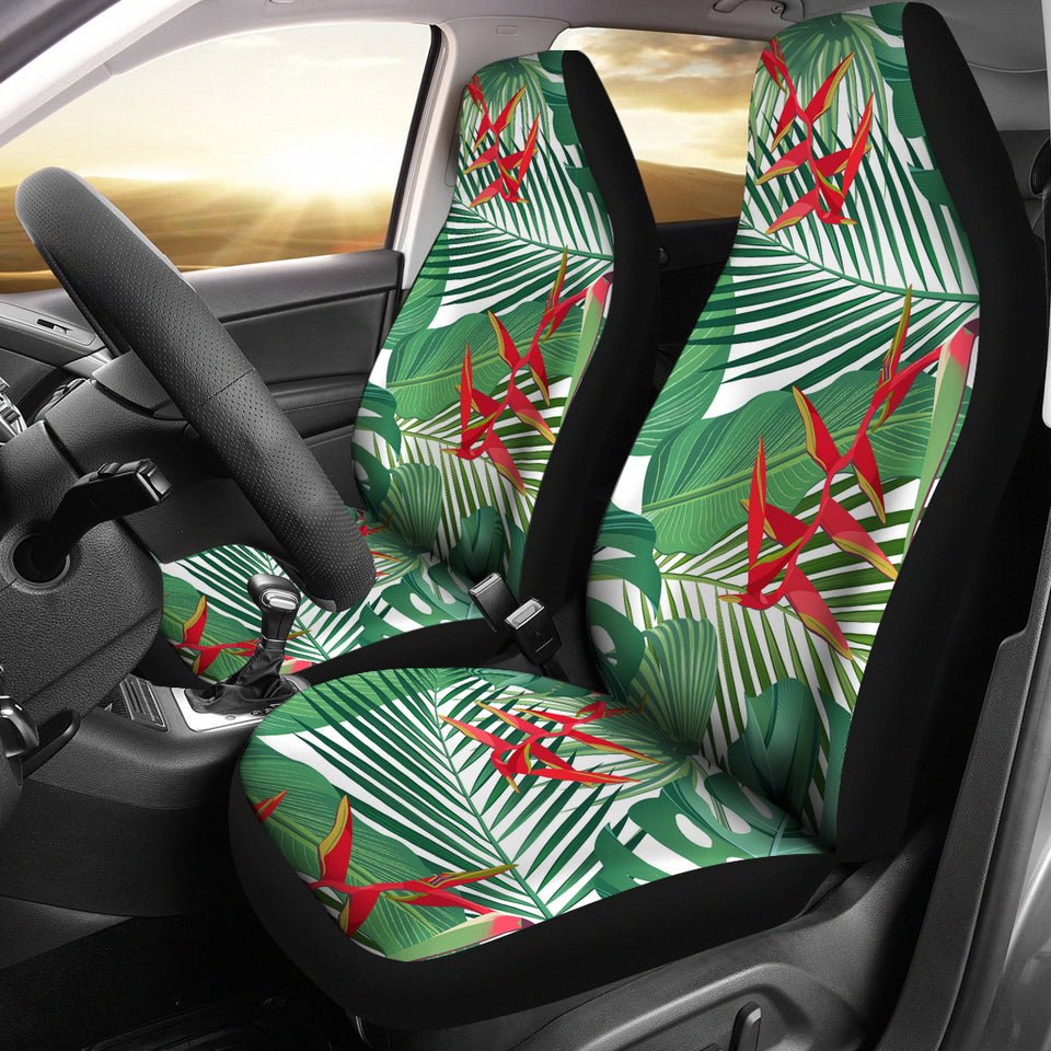 Heliconia Palm And Monstera  Leaves Pattern Universal Fit Car Seat Covers