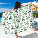 Chameleon Lizard Succulent Plant Pattern Sarong