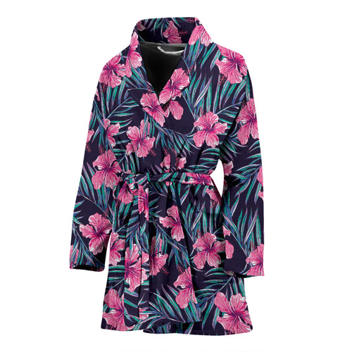 Hibiscus Pattern Print Design 05 Women's Bathrobe