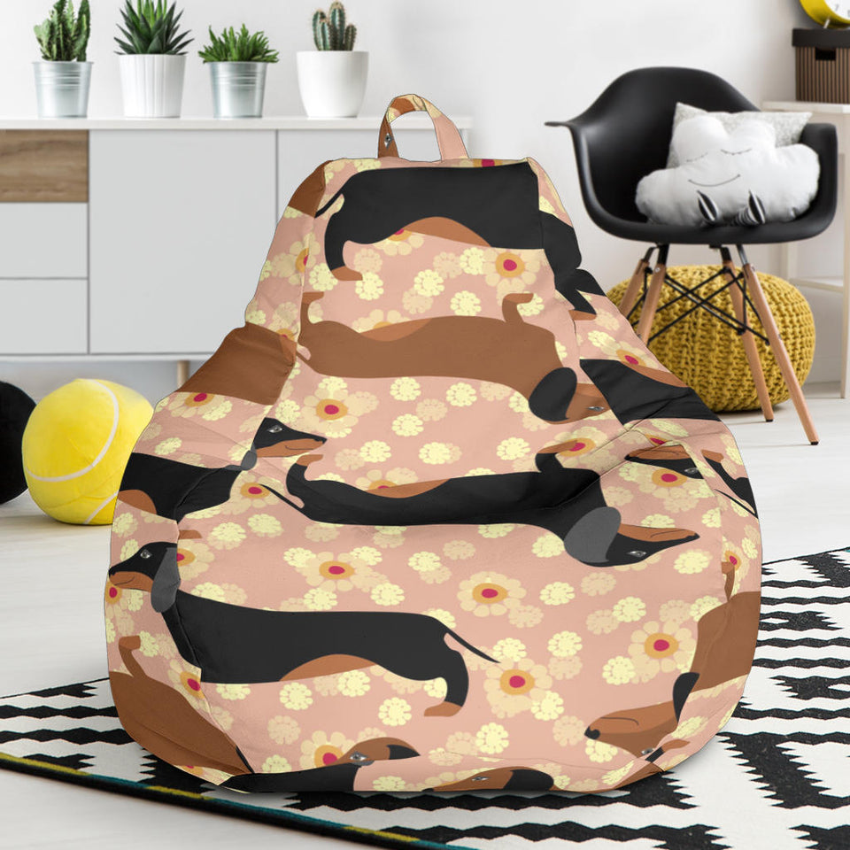 Dachshund Floral Background Bean Bag Cover