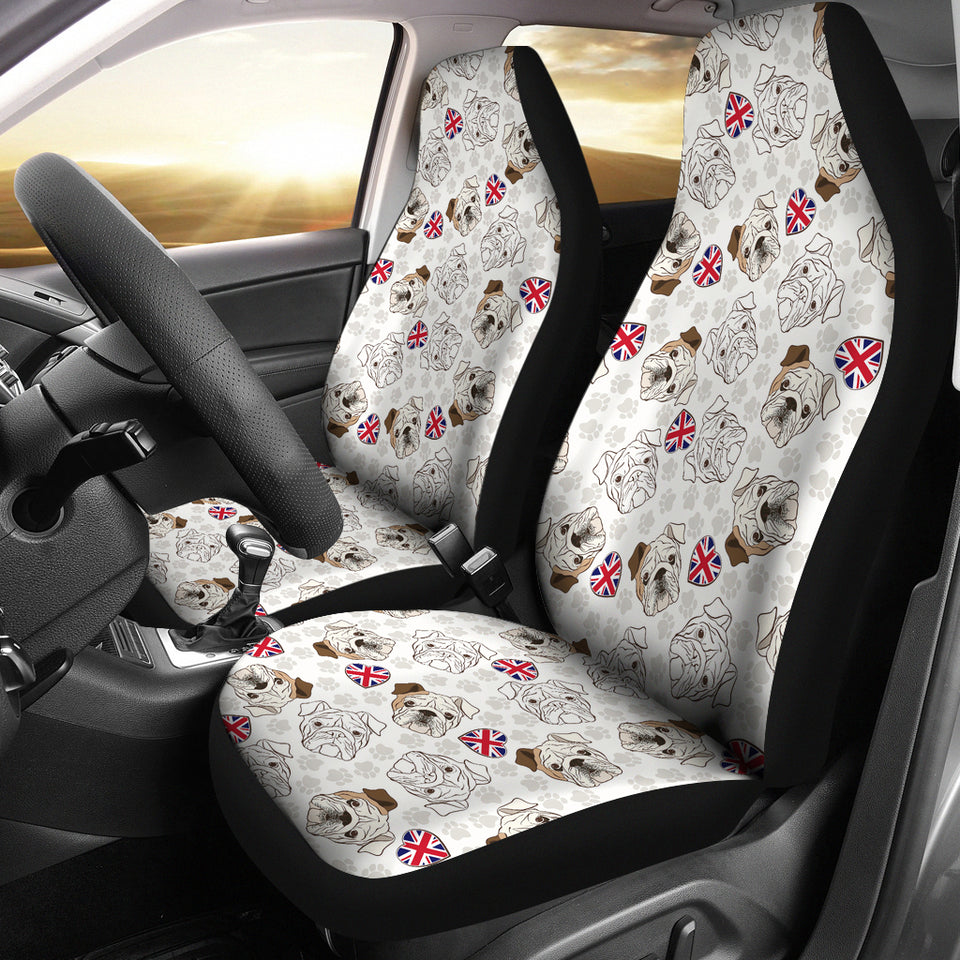 English Bulldog Pattern Print Design 01 Universal Fit Car Seat Covers