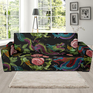 Dragons Flower Pattern Sofa Slipcover
