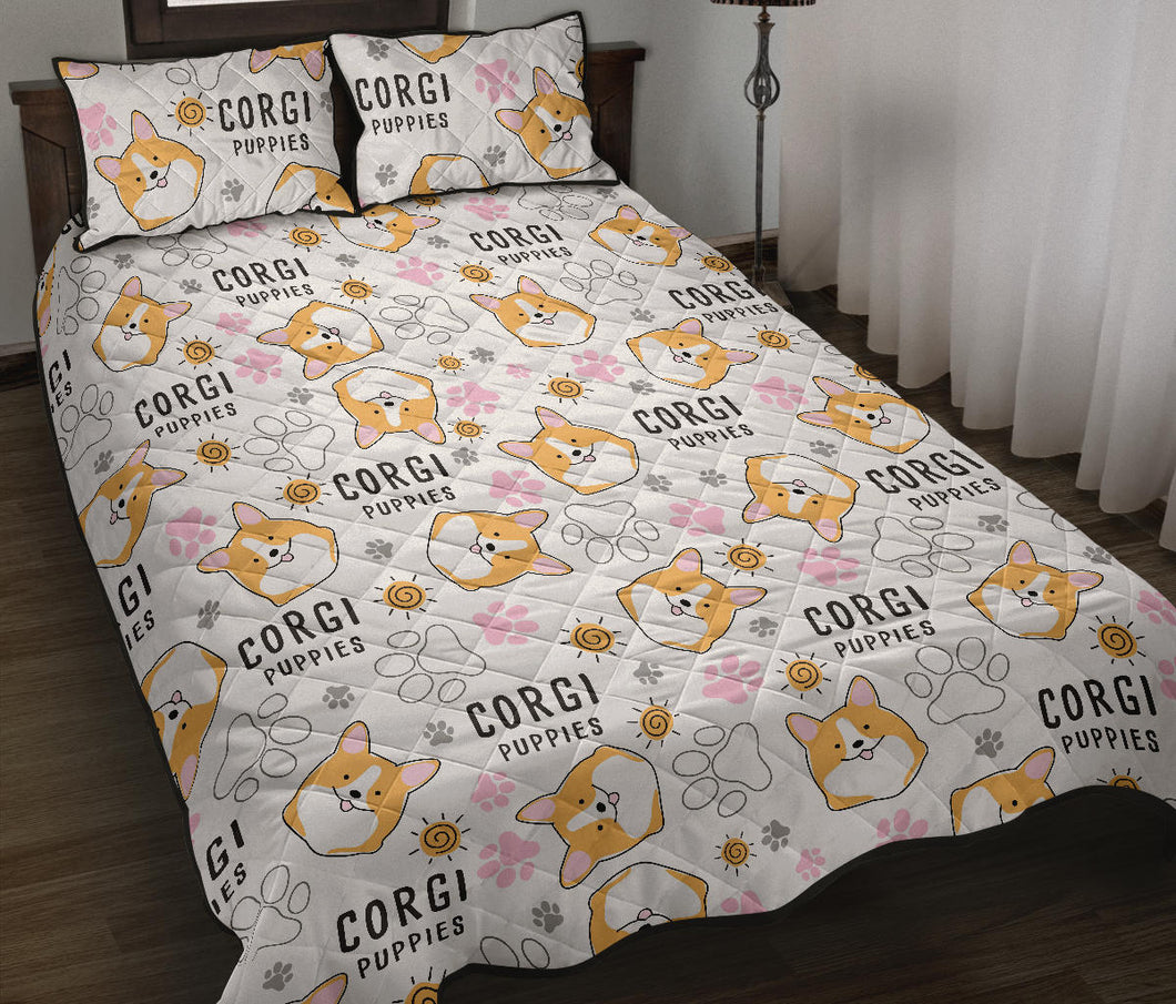 Corgi Dog Pattern Quilt Bed Set